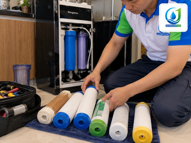 Các lõi lọc máy Kangaroo hydrogen xếp theo thứ tự