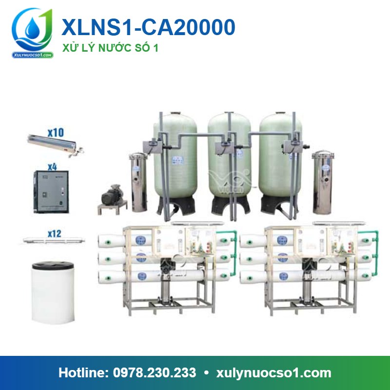 Dây chuyền lọc nước tinh khiết 20.000 lít/h cột composite van tự động XLNS1-CA20000