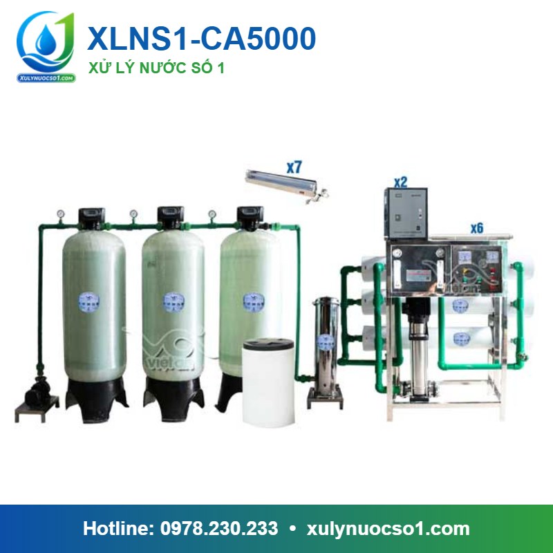 Dây chuyền lọc nước tinh khiết 5.000 lít/h cột composite van tự động XLNS1-CA5000