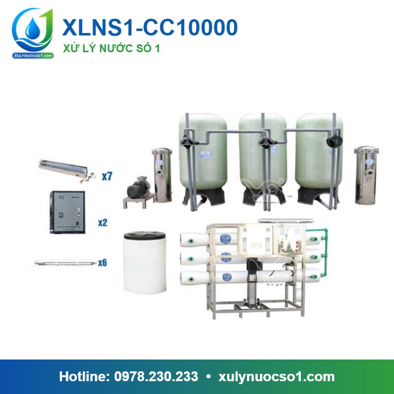 Dây chuyền lọc nước tinh khiết 10.000 lít/h cột composite van cơ XLNS1-CC10000