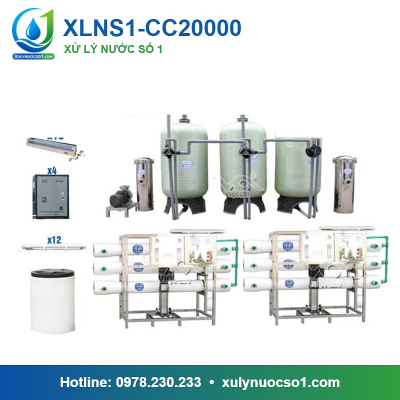 Dây chuyền lọc nước tinh khiết 20.000 lít/h cột composite van cơ XLNS1-CC20000