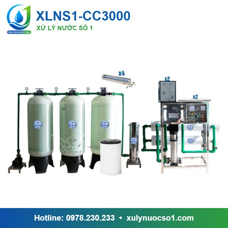 Dây chuyền lọc nước tinh khiết 3.000 lít/h cột composite van cơ XLNS1-CC3000