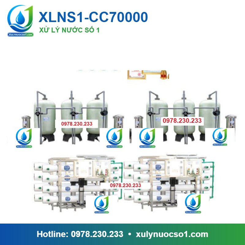Dây chuyền lọc nước tinh khiết 70.000 lít/h cột composite van cơ XLNS1-CC70000