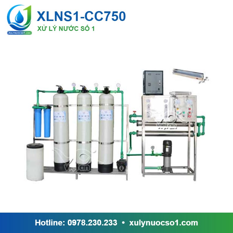 Dây chuyền lọc nước tinh khiết 750 lít/h cột composite van cơ XLNS1-CC750