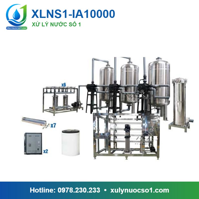 Hệ thống lọc nước RO tinh khiết 10.000 lít/h cột inox van tự động XLNS1-IA10000