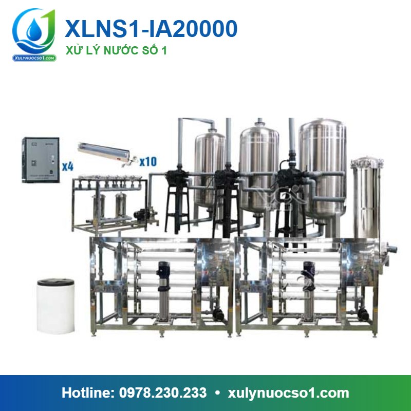 Hệ thống lọc nước RO tinh khiết 20.000 lít/h cột inox van tự động XLNS1-IA20000
