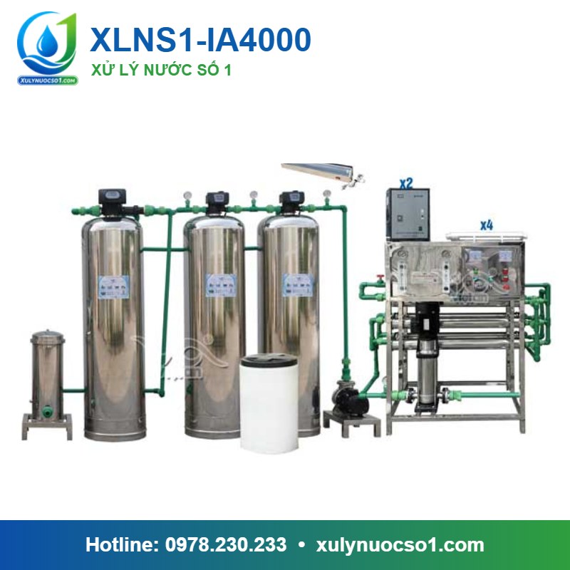 Hệ thống lọc nước RO tinh khiết 4.000 lít/h cột inox van tự động XLNS1-IA4000