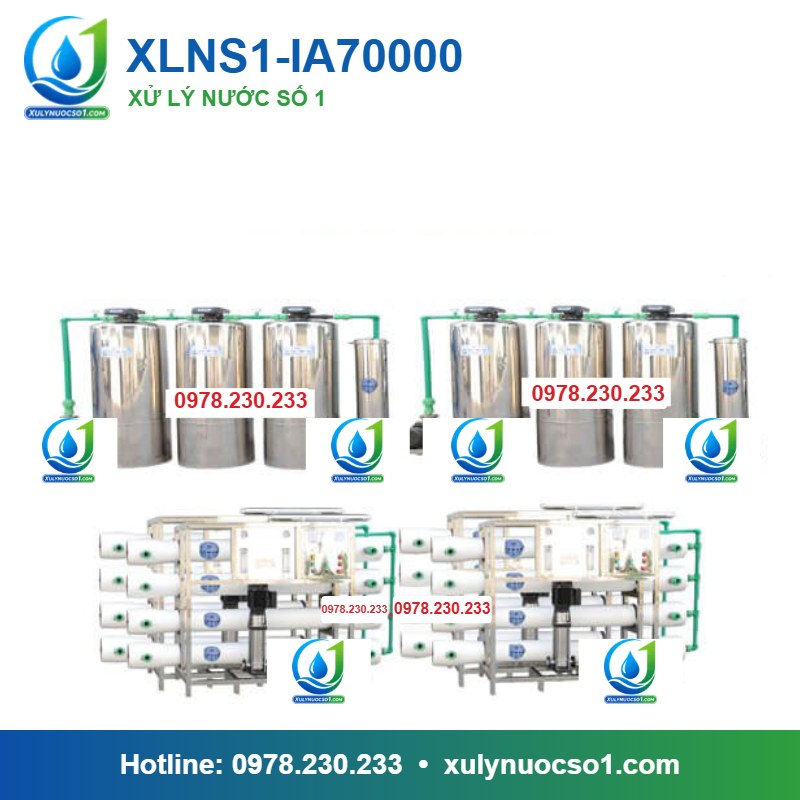 Hệ thống lọc nước RO tinh khiết 70.000 lít/h cột inox van tự động XLNS1-IA70000