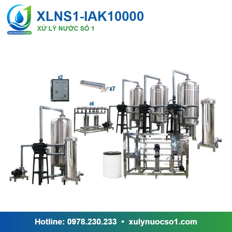 Dây chuyền lọc nước tạo khoáng 10.000 lít/h cột inox van tự động XLNS1-IAK10000