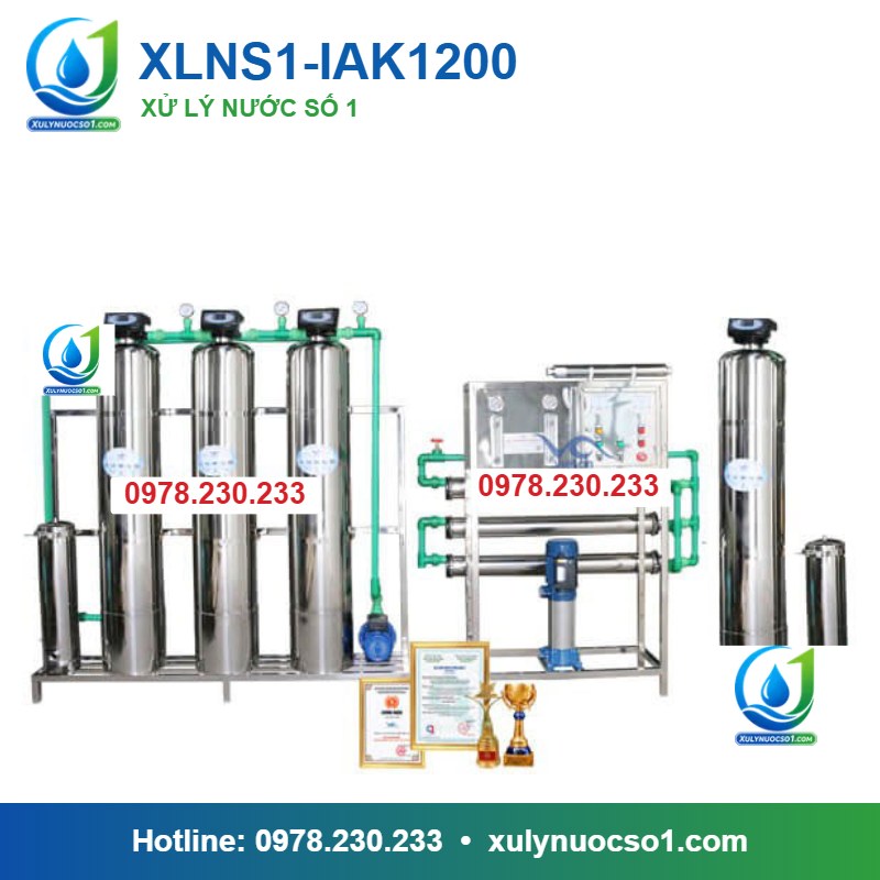 Dây chuyền lọc nước tạo khoáng 1.200 lít/h cột inox van tự động XLNS1-IAK1200