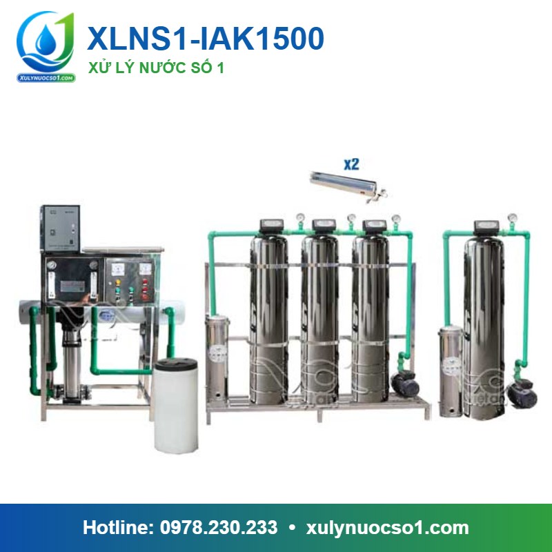 Dây chuyền lọc nước tạo khoáng 1.500 lít/h cột inox van tự động XLNS1-IAK1500