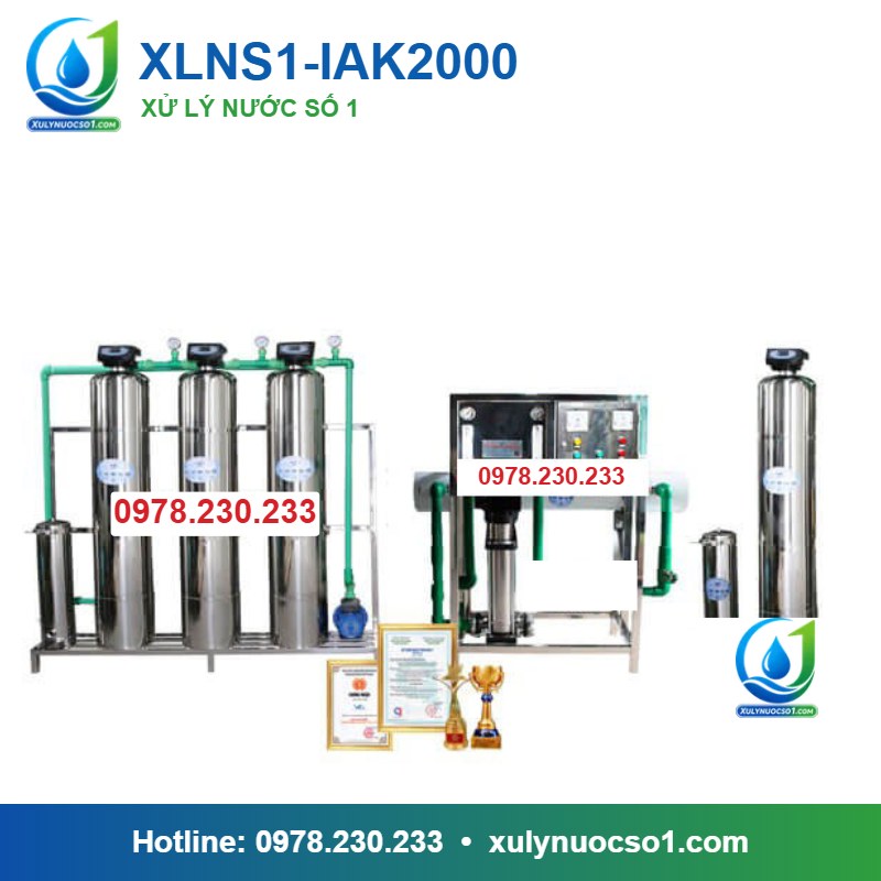 Dây chuyền lọc nước tạo khoáng 2.000 lít/h cột inox van tự động XLNS1-IAK2000