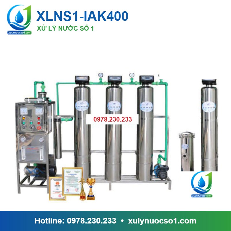 Dây chuyền lọc nước tạo khoáng 400 lít/h cột inox van tự động XLNS1-IAK400