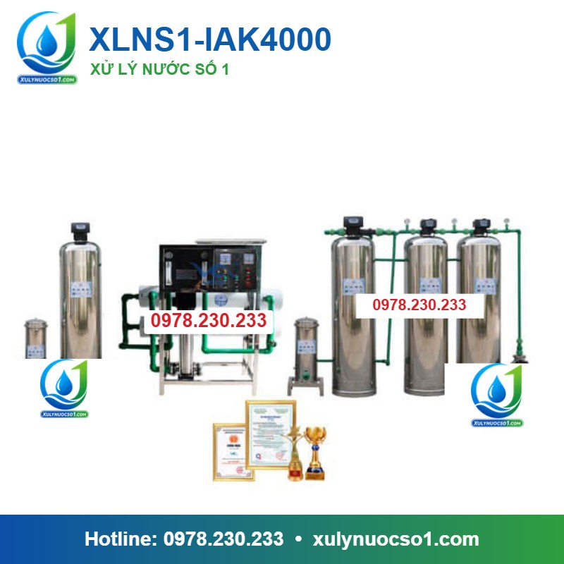 Dây chuyền lọc nước tạo khoáng 4.000 lít/h cột inox van tự động XLNS1-IAK4000