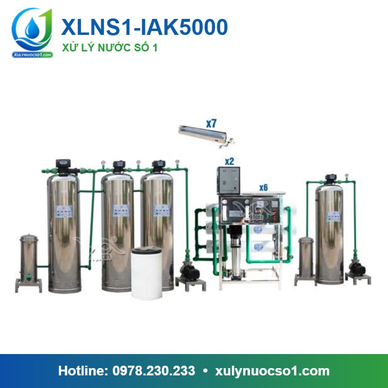 Dây chuyền lọc nước tạo khoáng 5.000 lít/h cột inox van tự động XLNS1-IAK5000