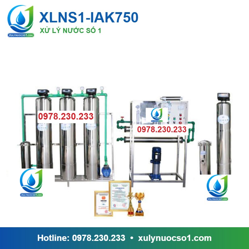 Dây chuyền lọc nước tạo khoáng 750 lít/h cột inox van tự động XLNS1-IAK750